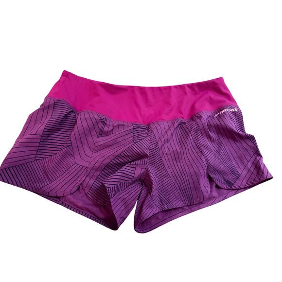 Brooks running shorts sz large pink purple design gym activewear workout - Picture 2 of 8